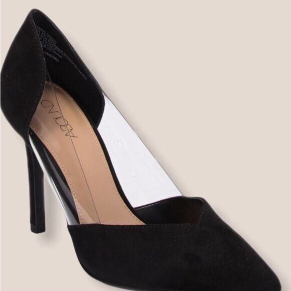 Abound Alana Pointed Faux Suede&Clear Side Pointy Heels Black Size 7 Almost New - Picture 1 of 6